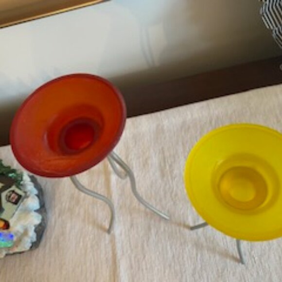 EUC Festive Glass Candle Holders set of 2 - Picture 2 of 4